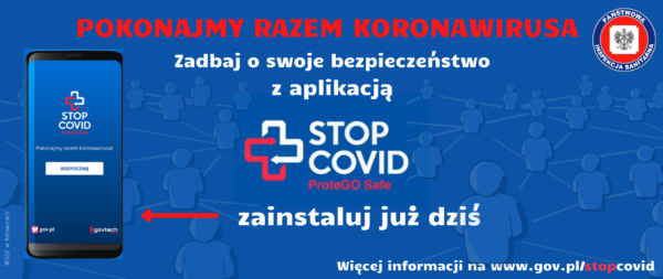 Baner aplikacji STOP COVID